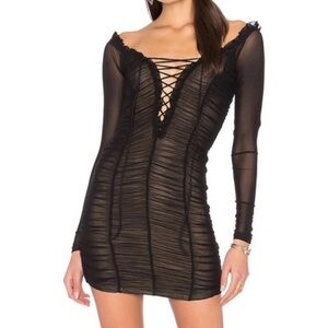 Majorelle Elegant Black Ruched Dress XS date night like new